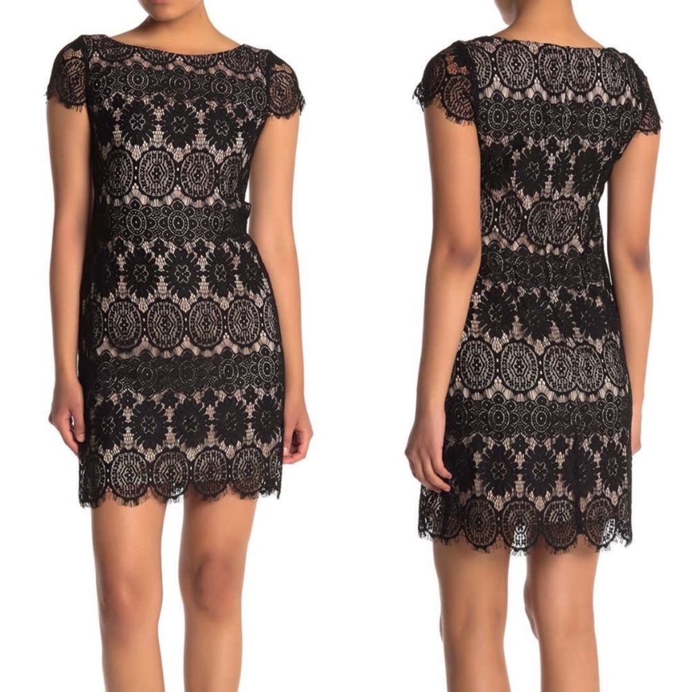 NWOT Eliza J Black Lace Shift Dress Size 10